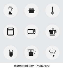 Set Of 9 Editable Restaurant Icons. Includes Symbols Such As Kitchen Shovel, Chef Cap, Pan And More. Can Be Used For Web, Mobile, UI And Infographic Design.
