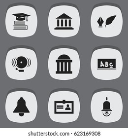 Set Of 9 Editable Science Icons. Includes Symbols Such As Museum, Literature, School Board And More. Can Be Used For Web, Mobile, UI And Infographic Design.