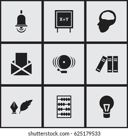 Set Of 9 Editable Science Icons. Includes Symbols Such As Lamp, Ring, Envelope And More. Can Be Used For Web, Mobile, UI And Infographic Design.