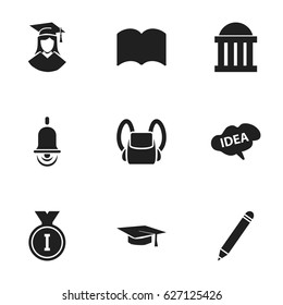 Set Of 9 Editable Science Icons. Includes Symbols Such As Alarm Bell, Mind, First Place And More. Can Be Used For Web, Mobile, UI And Infographic Design.
