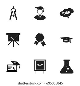 Set Of 9 Editable Science Icons. Includes Symbols Such As Victory Medallion, Diplomaed Male, Chemistry And More. Can Be Used For Web, Mobile, UI And Infographic Design.