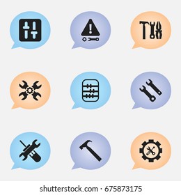Set Of 9 Editable Service Icons. Includes Symbols Such As Technical Support, Service, Utility And More. Can Be Used For Web, Mobile, UI And Infographic Design.