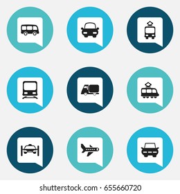Set Of 9 Editable Shipment Icons. Includes Symbols Such As Washing Auto, Automotive, Wagon And More. Can Be Used For Web, Mobile, UI And Infographic Design.