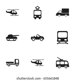 Set Of 9 Editable Shipment Icons. Includes Symbols Such As Wagon, Carriage, Weapon And More. Can Be Used For Web, Mobile, UI And Infographic Design.