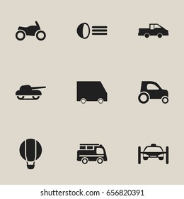 Set Of 9 Editable Shipment Icons. Includes Symbols Such As Weapon, Washing Auto, Luminary And More. Can Be Used For Web, Mobile, UI And Infographic Design.