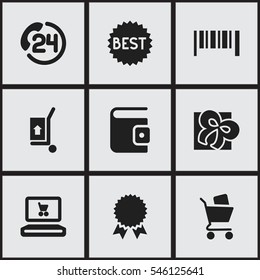 Set Of 9 Editable Shopping Icons. Includes Symbols Such As Billfold, Backing Call, Medal And More. Can Be Used For Web, Mobile, UI And Infographic Design.