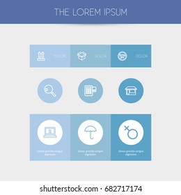 Set Of 9 Editable Shopping Outline Icons. Includes Symbols Such As 50 Sale, Box Clear, Store And More. Can Be Used For Web, Mobile, UI And Infographic Design.