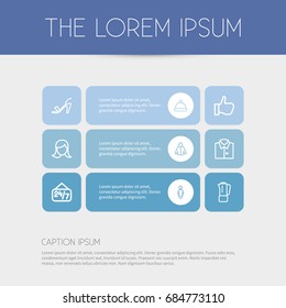 Set Of 9 Editable Shopping Outline Icons. Includes Symbols Such As Cardigan, Thumb Up, Lady And More. Can Be Used For Web, Mobile, UI And Infographic Design.