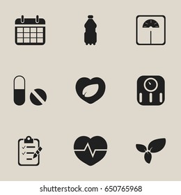Set Of 9 Editable Sport Icons. Includes Symbols Such As Plant, Date Plan, Questionnaire And More. Can Be Used For Web, Mobile, UI And Infographic Design.