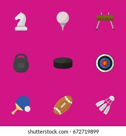 Set Of 9 Editable Sport Icons. Includes Symbols Such As  Badminton, And More. Can Be Used For Web, Mobile, UI And Infographic Design.