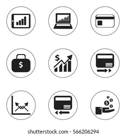 Set Of 9 Editable Statistic Icons. Includes Symbols Such As Pay Redeem, Schema, Profit And More. Can Be Used For Web, Mobile, UI And Infographic Design.