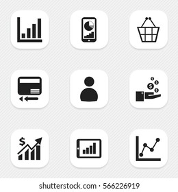 Set Of 9 Editable Statistic Icons. Includes Symbols Such As Bar Chart, Statistic, Phone Statistics And More. Can Be Used For Web, Mobile, UI And Infographic Design.