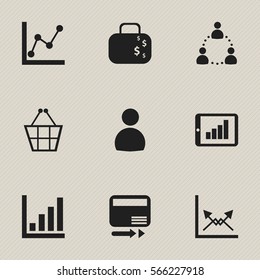 Set Of 9 Editable Statistic Icons. Includes Symbols Such As Pay Redeem, Cash Briefcase, Schema And More. Can Be Used For Web, Mobile, UI And Infographic Design.