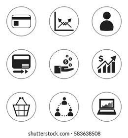 Set Of 9 Editable Statistic Icons. Includes Symbols Such As Profit, User, Revenue And More. Can Be Used For Web, Mobile, UI And Infographic Design.