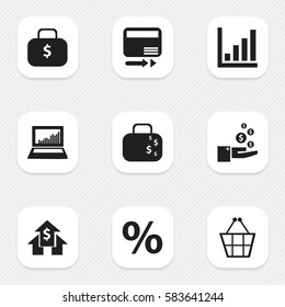 Set Of 9 Editable Statistic Icons. Includes Symbols Such As Profit, Cash Briefcase, Statistic And More. Can Be Used For Web, Mobile, UI And Infographic Design.