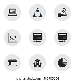 Set Of 9 Editable Statistic Icons. Includes Symbols Such As Pay Redeem, Banking House, Profit And More. Can Be Used For Web, Mobile, UI And Infographic Design.