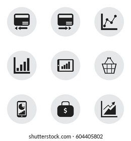 Set Of 9 Editable Statistic Icons. Includes Symbols Such As Statistic, Progress, Credit Card And More. Can Be Used For Web, Mobile, UI And Infographic Design.