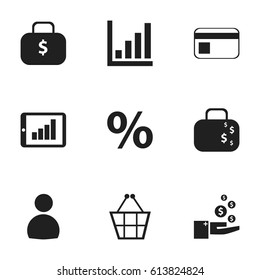 Set Of 9 Editable Statistic Icons. Includes Symbols Such As Profit, Bar Chart, Money Bag And More. Can Be Used For Web, Mobile, UI And Infographic Design.