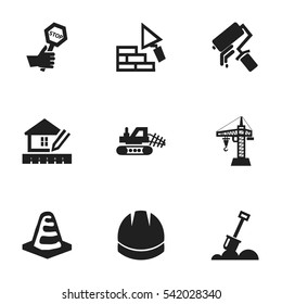 Set Of 9 Editable Structure Icons. Includes Symbols Such As Hardhat, Endurance, Elevator And More. Can Be Used For Web, Mobile, UI And Infographic Design.