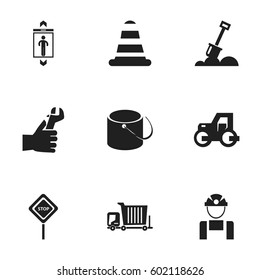 Set Of 9 Editable Structure Icons. Includes Symbols Such As Employee, Caution, Warning Cone And More. Can Be Used For Web, Mobile, UI And Infographic Design.