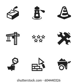 Set Of 9 Editable Structure Icons. Includes Symbols Such As Endurance, Five Starlet, Renovation And More. Can Be Used For Web, Mobile, UI And Infographic Design.