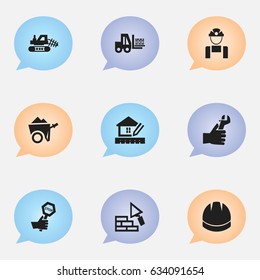Set Of 9 Editable Structure Icons including Symbols Such As Mule, Endurance , Handcart. Can Be Used For Web, Mobile, UI And Infographic Design.