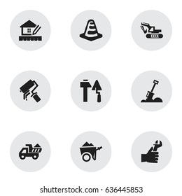 Set Of 9 Editable Structure Icons. Includes Symbols Such As Handcart , Oar , Notice Object. Can Be Used For Web, Mobile, UI And Infographic Design.
