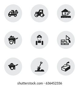 Set Of 9 Editable Structure Icons. Includes Symbols Such As Camion , Handcart , Employee. Can Be Used For Web, Mobile, UI And Infographic Design.