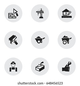 Set Of 9 Editable Structure Icons. Includes Symbols Such As Scrub, Handcart , Employee. Can Be Used For Web, Mobile, UI And Infographic Design.