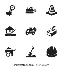 Set Of 9 Editable Structure Icons. Includes Symbols Such As Camion, Spatula, Notice Object And More. Can Be Used For Web, Mobile, UI And Infographic Design.
