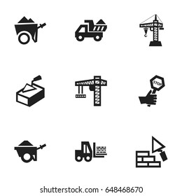 Set Of 9 Editable Structure Icons. Includes Symbols Such As Trolley , Handcart , Facing. Can Be Used For Web, Mobile, UI And Infographic Design.