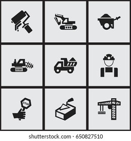 Set Of 9 Editable Structure Icons. Includes Symbols Such As Scrub, Endurance, Camion And More. Can Be Used For Web, Mobile, UI And Infographic Design.