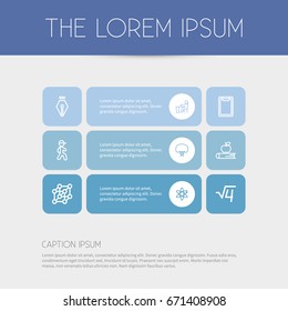 Set Of 9 Editable Teach Icons. Includes Symbols Such As Student, Molecule, Basketball And More. Can Be Used For Web, Mobile, UI And Infographic Design.