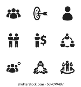 Set Of 9 Editable Team Icons. Includes Symbols Such As Finance Director, Corporate, Team And More. Can Be Used For Web, Mobile, UI And Infographic Design.