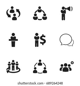 Set Of 9 Editable Team Icons. Includes Symbols Such As Finance Director, Team, Corporate And More. Can Be Used For Web, Mobile, UI And Infographic Design.