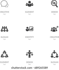 Set Of 9 Editable Team Icons. Includes Symbols Such As Introducing, Cooperation, Debate And More. Can Be Used For Web, Mobile, UI And Infographic Design.