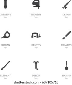 Set Of 9 Editable Tools Icons. Includes Symbols Such As Medical Instrument, Clamp, Medical Shear And More. Can Be Used For Web, Mobile, UI And Infographic Design.
