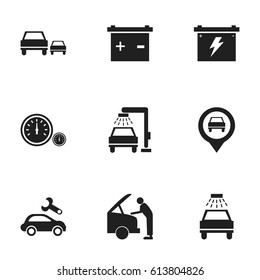 Set Of 9 Editable Traffic Icons. Includes Symbols Such As Car Lave, Pointer, Vehicle Wash And More. Can Be Used For Web, Mobile, UI And Infographic Design.