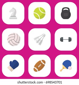 Set Of 9 Editable Training Flat Icons. Includes Symbols Such As Strategic, Touchdown, Miniball And More. Can Be Used For Web, Mobile, UI And Infographic Design.