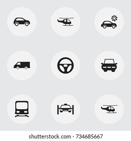 Set Of 9 Editable Transportation Icons. Includes Symbols Such As Chopper, Washing Auto, City Drive And More. Can Be Used For Web, Mobile, UI And Infographic Design.
