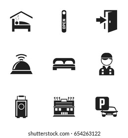 Set Of 9 Editable Travel Icons. Includes Symbols Such As Service Bell, Baggage, Open Sign And More. Can Be Used For Web, Mobile, UI And Infographic Design.