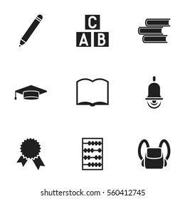 Set Of 9 Editable University Icons. Includes Symbols Such As Graduate, Book, Alarm Bell And More. Can Be Used For Web, Mobile, UI And Infographic Design.