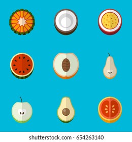 Set Of 9 Editable Vegetarian Icons. Includes Symbols Such As Duchess, Orange, Jonagold And More. Can Be Used For Web, Mobile, UI And Infographic Design.