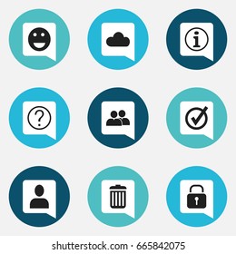 Set Of 9 Editable Web Icons. Includes Symbols Such As Group, Sky, Faq And More. Can Be Used For Web, Mobile, UI And Infographic Design.