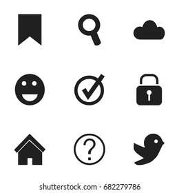 Set Of 9 Editable Web Icons. Includes Symbols Such As Sky, Dove, Security And More. Can Be Used For Web, Mobile, UI And Infographic Design.