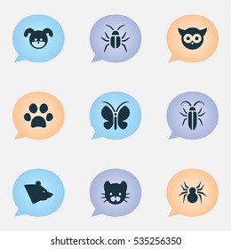 Set Of 9 Editable Zoo Icons. Includes Symbols Such As Arachind, Cockroach, Puppy And More. Can Be Used For Web, Mobile, UI And Infographic Design.