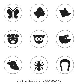 Set Of 9 Editable Zoo Icons. Includes Symbols Such As Talisman, Hog, Bedbug And More. Can Be Used For Web, Mobile, UI And Infographic Design.