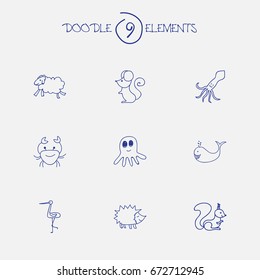 Set Of 9 Editable Zoo Icons. Includes Symbols Such As Chipmunk, Cachalot, Ewe And More. Can Be Used For Web, Mobile, UI And Infographic Design.