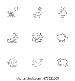 Set Of 9 Editable Zoo Icons. Includes Symbols Such As Tentacle, Pony, Cachalot And More. Can Be Used For Web, Mobile, UI And Infographic Design.