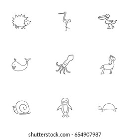 Set Of 9 Editable Zoology Icons. Includes Symbols Such As Pelican, Shadoof, Tortoise And More. Can Be Used For Web, Mobile, UI And Infographic Design.